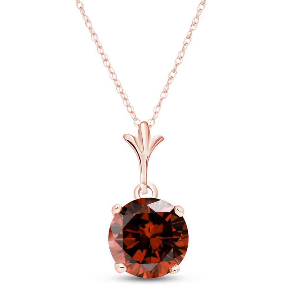 14K. SOLID GOLD NECKLACE WITH NATURAL GARNET (Rose Gold)